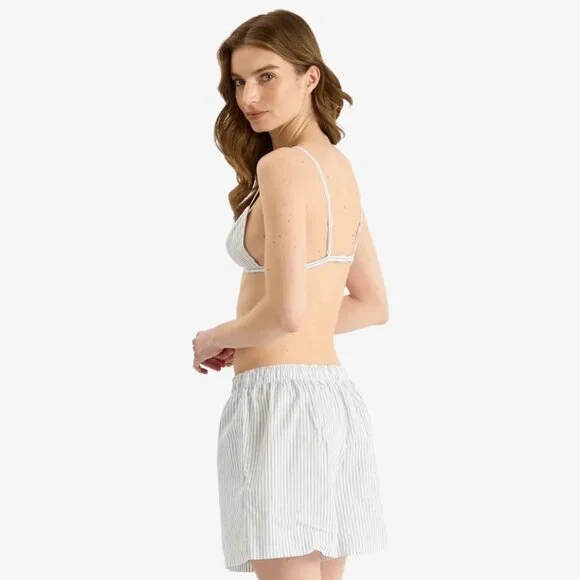 SKIMS Cotton Poplin Bralette Zen Blue Stripe Size Small NWT - Picture 3 of 6